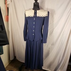 Kathie Lee Collection Navy Dress with Lace Details